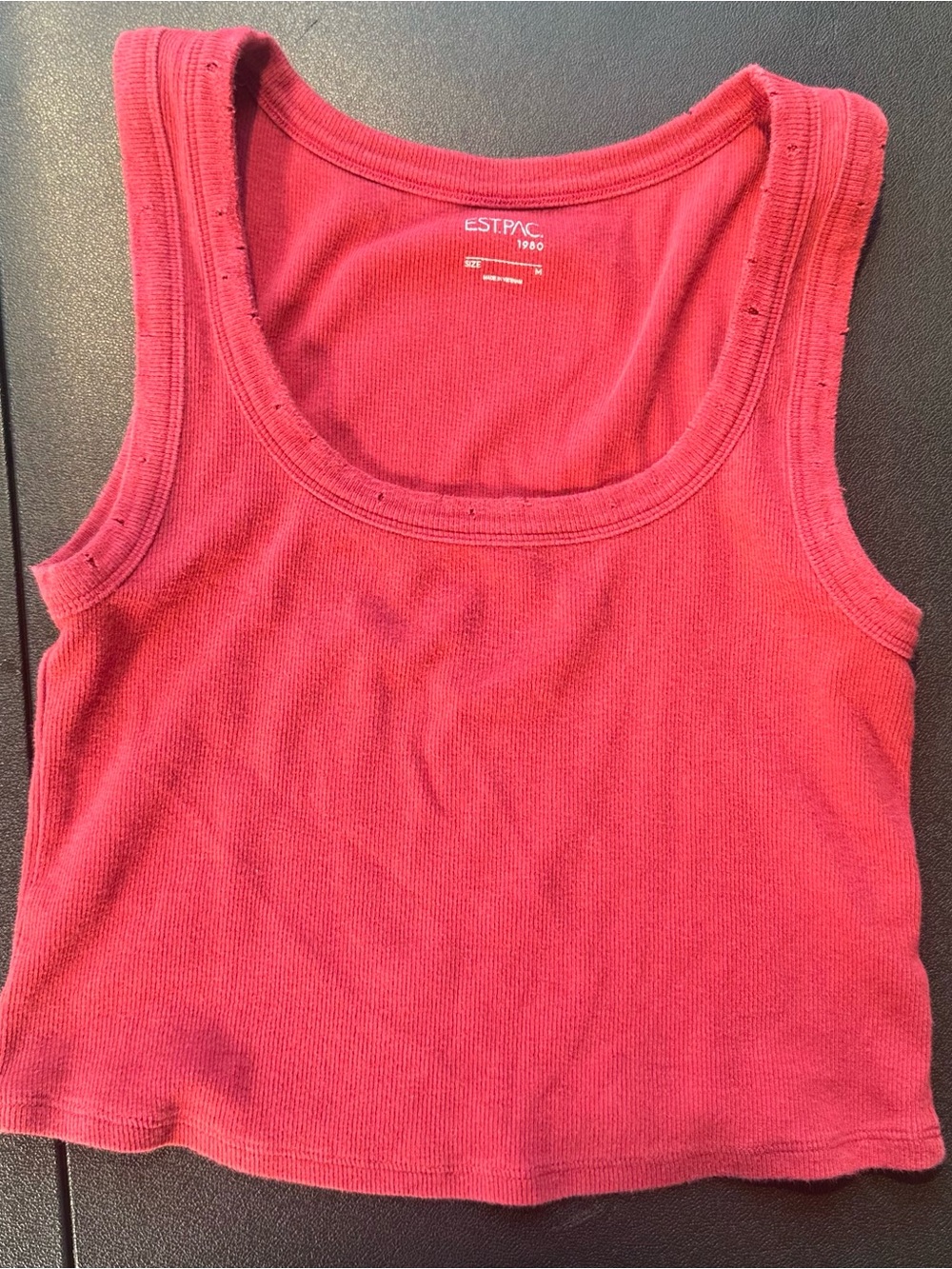 EST.Pac- Women's Red Ribbed/distressed crop tank size M